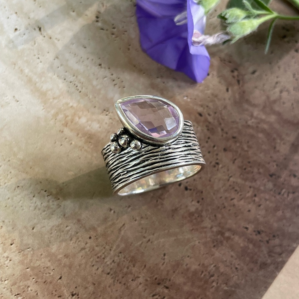 925 Sterling Silver Amethyst ring, stunning ring in pure silver size US 7,8,9 - Picture 3 of 8